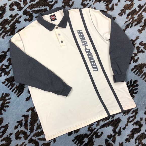 Harley-Davidson Other - Harley Davidson Long Sleeve Grey Ivory Polo XL